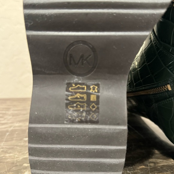 Michael Kors Haskell Crocodile Embossed Leather Combat Boots - Picture 13 of 14